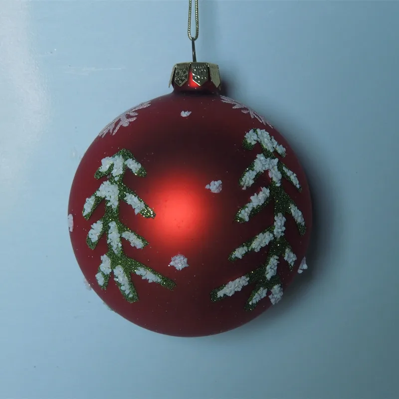 

Diameter=8cm Matte Red Christmas Glass Ball Hand Painting Christmas Tree Hanging Decorative Glass Globe Christmas Day Pendant