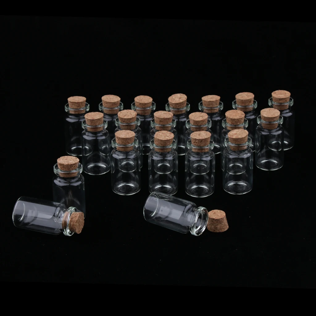 20Pcs Small Glass Bottles with Cork Stopper, Glass Test Tube, Tiny Clear Vials Storage Container for Crafts Projects Decoration