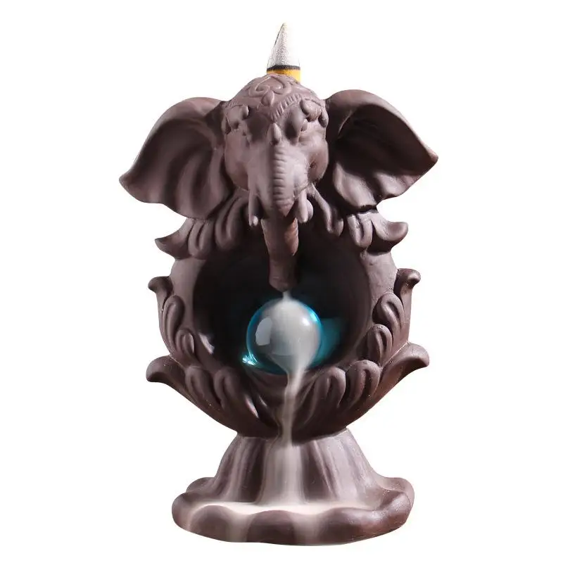 

Elephant Shape Backflow Incense Burner Ceramic Incense Holder Censer With Ball Portable Porcelain Censer Use In Home Teahouse