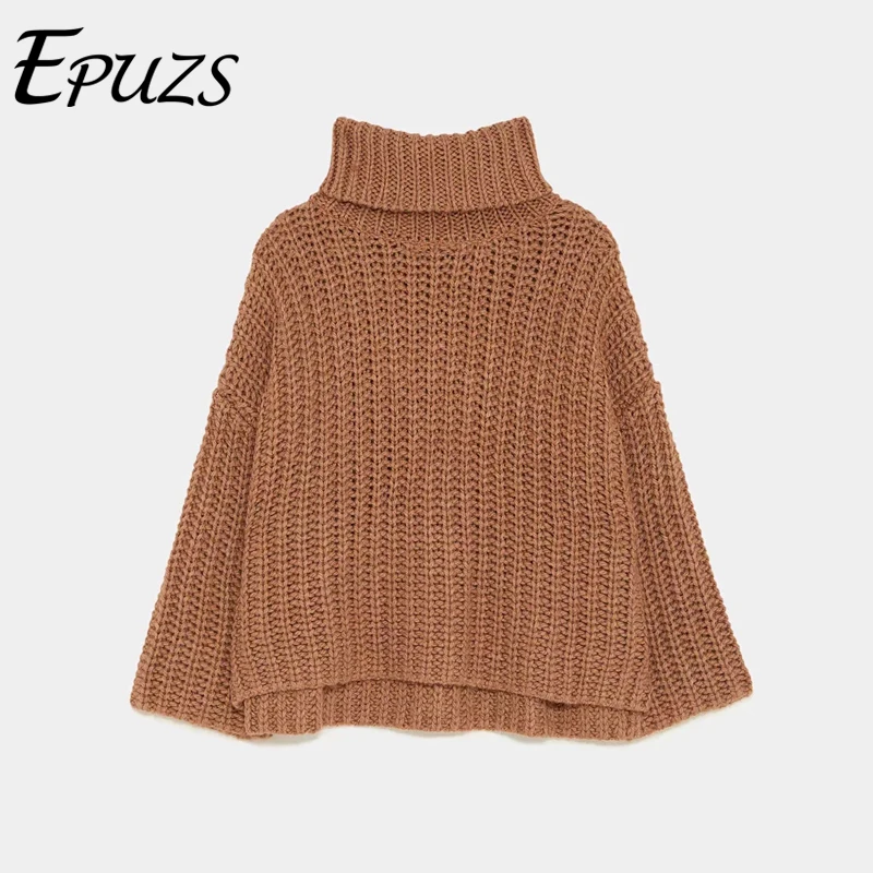 

Khaki Turtleneck Women Sweater Autumn Winter Long Sleeve Oversize Jumper 2019 Knitted Loose Fashion Pullover Femme