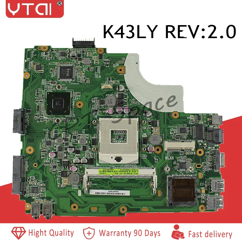 K43LY Mianboard материнская плата для Asus K43LY K84LY Материнская плата ноутбука DDR3 HD 7400 M 1 ГБ Бесплатная доставка