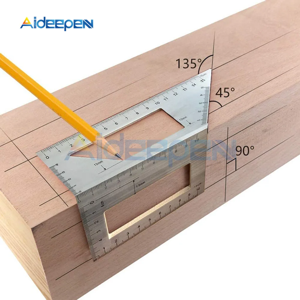 Regla de ángulo de calibre de 45/90 grados cuadrada multifuncional, herramienta de carpintero para carpintería