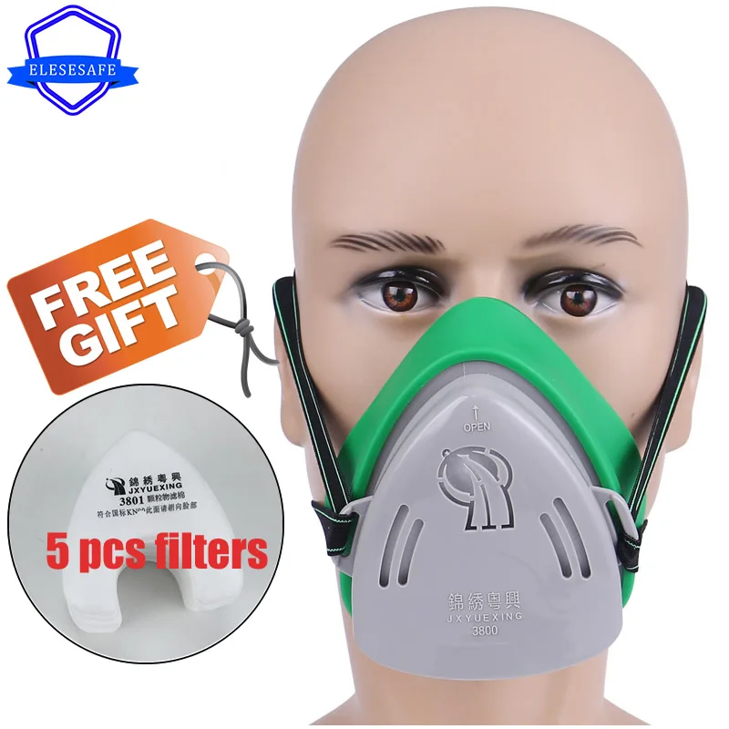 Tanio Lekki pół maska przeciwpyłowa Respirator 5 filtry bawełniane dla