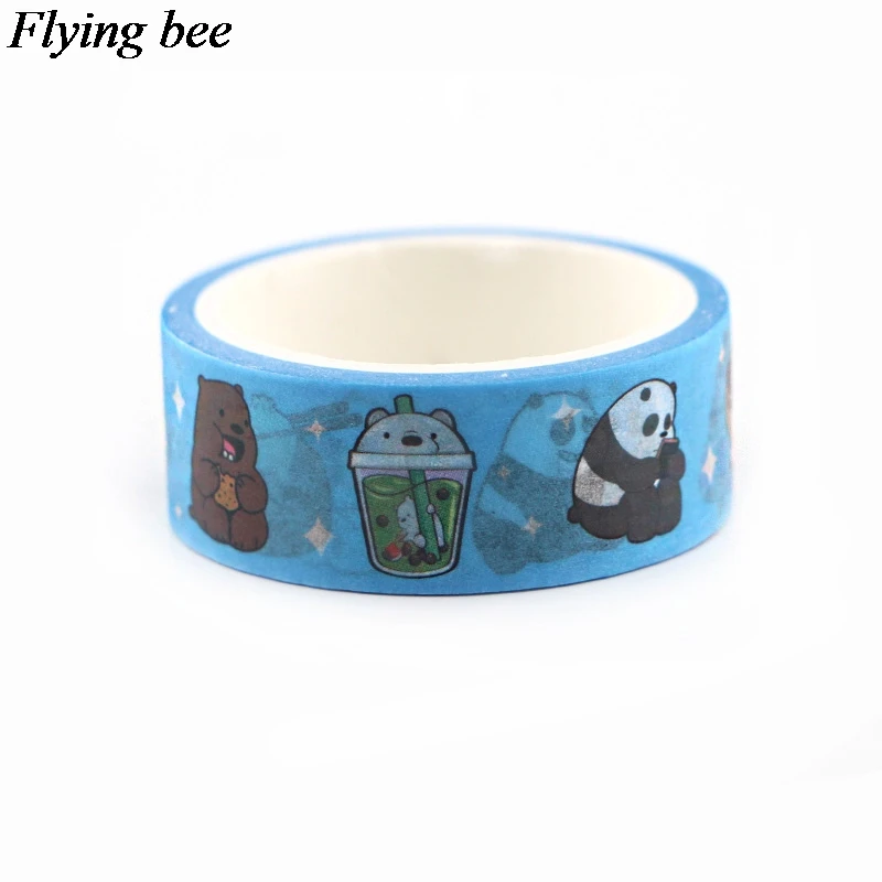 Flyingbee 15 мм X 5 м Мы Голые Медведи Бумага васи клейкая лента мультфильм забавная клейкая лента DIY Скрапбукинг наклейка этикетка маскирующая лента X0614