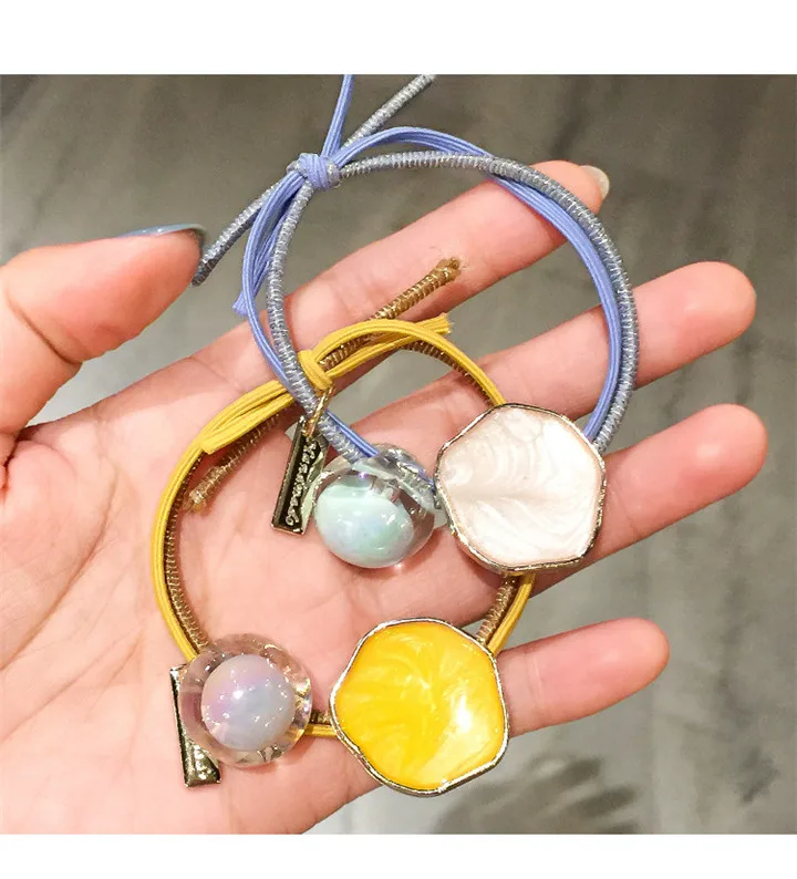 2  Temperament Headwear Drip Hair Ring Flash Diamond Crystal Head Rope Women Hair Accessories Jelly Headband Elastic Rubber Rope