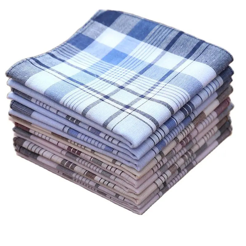 

5pcs -10pcs Novelty Wedding Gift Dining Table Handkerchief Plaid Handkerchiefs Men Cotton Cloth Clothes Pocket Square Hanky 40CM