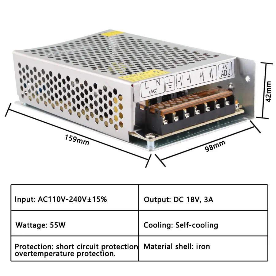 18V 3A Трансформаторы освещения 18 V 2A 3A 5A 10A 20A источник питания 18 V вольт блок питания адаптер alimation 220v to 12v светодиодный драйвер - Цвет: 18V 3A