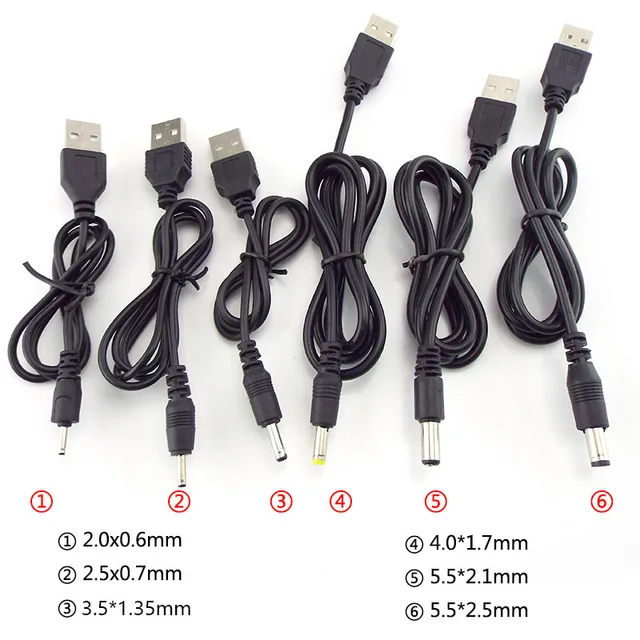 USB A Male to DC 2.0 0.6 2.5 3.5 1.35 4.0 1.7 5.5 2.1 5.5 2.5mm Power supply Plug Jack All Cables Types Gadget cb5feb1b7314637725a2e7: 2.0x0.6mm|2.5x0.7mm|3.5x1.35mm|4.0x1.7mm|5.5x2.1mm|5.5x2.5mm