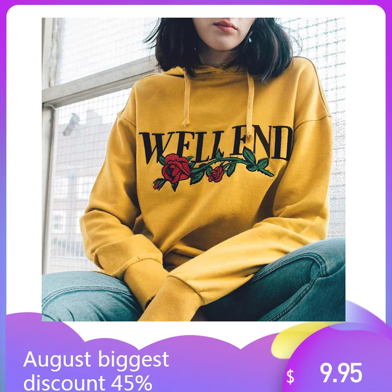 

Womens Casual Letter Print Hoodie Sweatshirt Hooded Pullover Tops Blouse Polerones Women Hoodies L3088