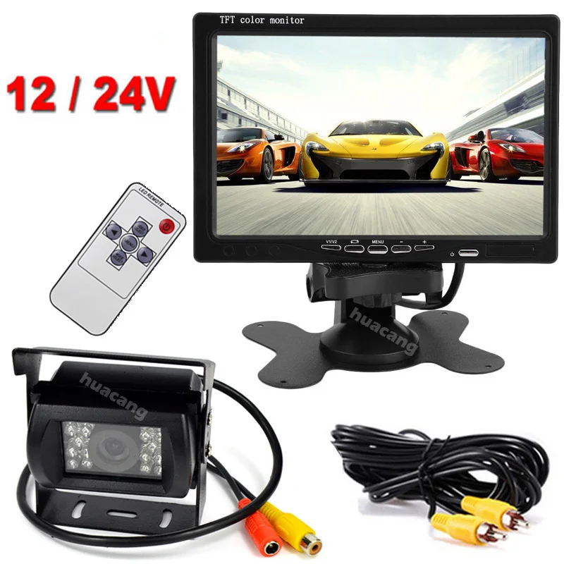 12 V-24 V Автомобиль Резервного копирования Камера HD Ночное видение Системы+ " TFT ЖК-дисплей заднего вида Автомобильный монитор заднего вида и аксессуары для прицепа с прицепом комбайн
