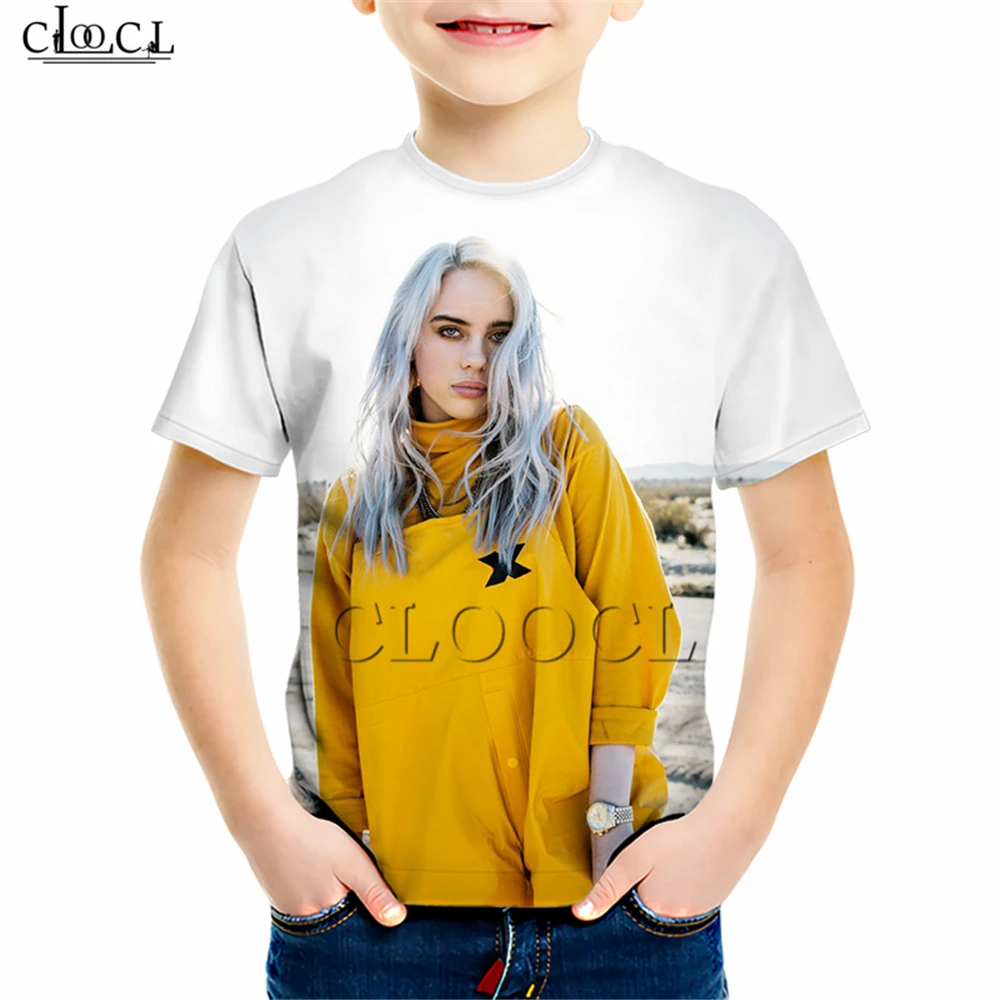 Подростковая Детская футболка с 3D принтом «Love Idol Genius Music Girl Billie Eilish», уличная одежда для мальчиков и девочек, повседневные топы для скейтборда - Цвет: Kids T shirt 11