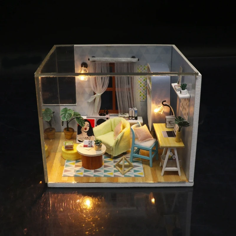 Миниатюрный деревянный кукольный домик Miniaturas кукольный дом мебель сборка 3D Diy кукольный домик головоломка игрушки для детей подарок на день рождения