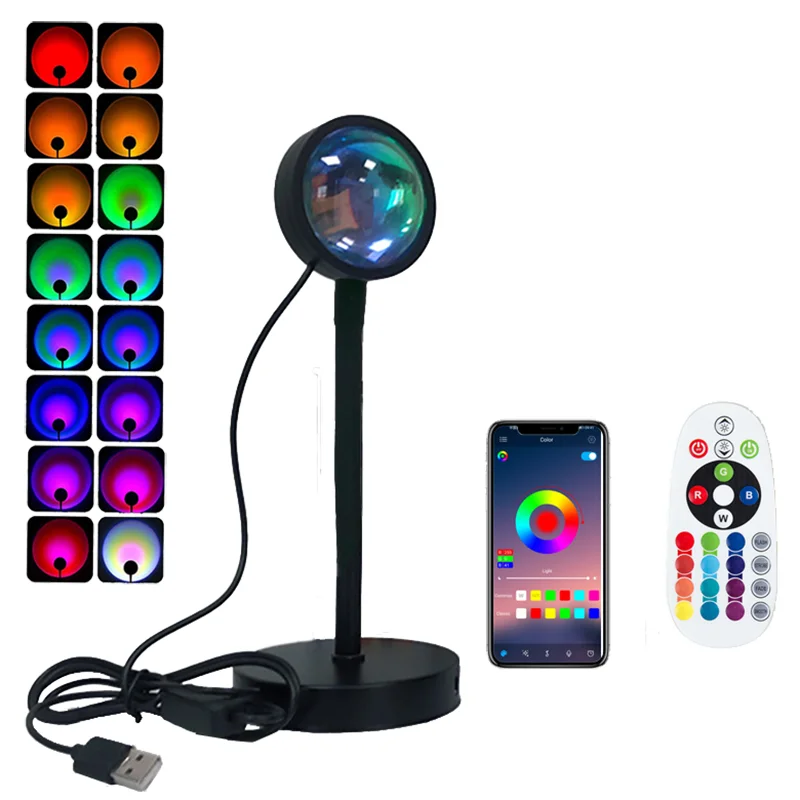Rgb Sunset Lamp App Control 16 Colors Cob Usb With Plug Moon Light