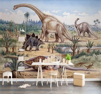 

Custom large wall painting wallpaper Jurassic dinosaur world children background wall painting decorative painting