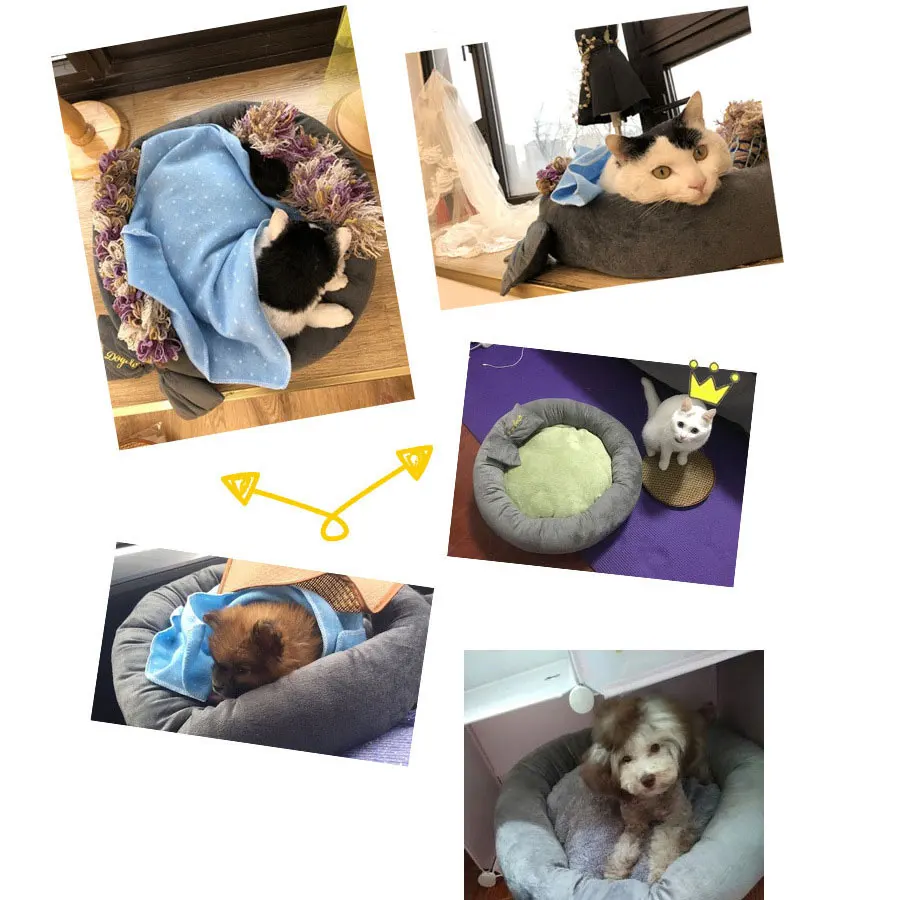 Дизайн галстука-бабочки круглая кровать для собаки коврики кошка щенок зима теплое домашнее Гнездо Диван для подушки для маленьких средних собак кошка коврик для животных