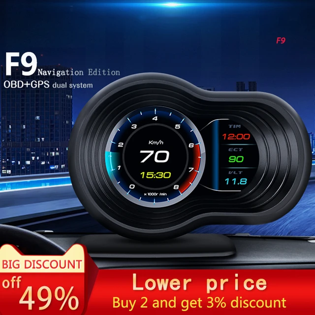 F9 OBD2 Car HUD Head-up Display Speed / Water Temperature / Voltage Display