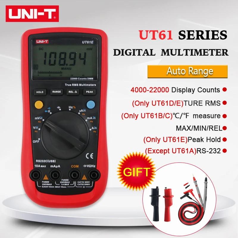 Цифровой мультиметр UNI T UT61E тестер USB UT61A 61B 61C 61D цифровой True RMS автоматический