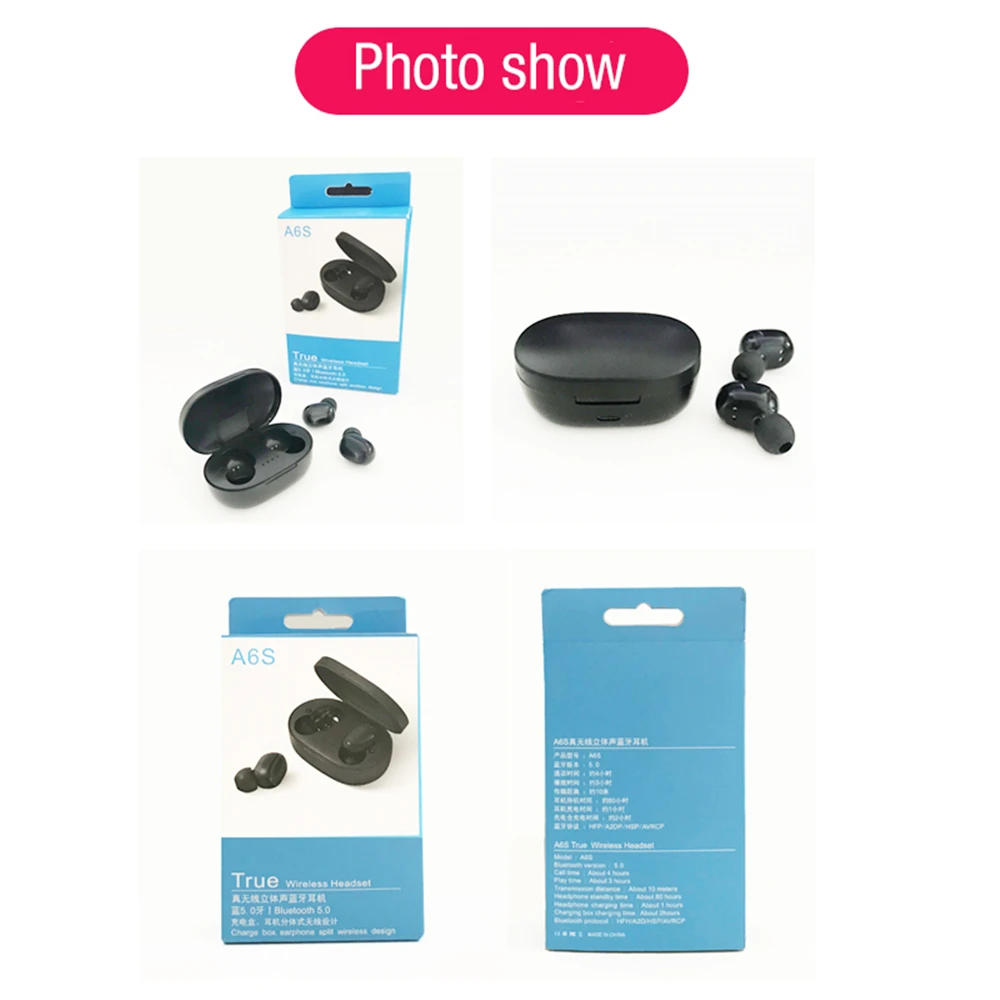 Original A6S TWS Bluetooth Earphones Bluetooth 5.0 Stereo Earbuds With Mic AI Control for Xiaomi Huawei iPhone PK Redmi Airdots  (5)