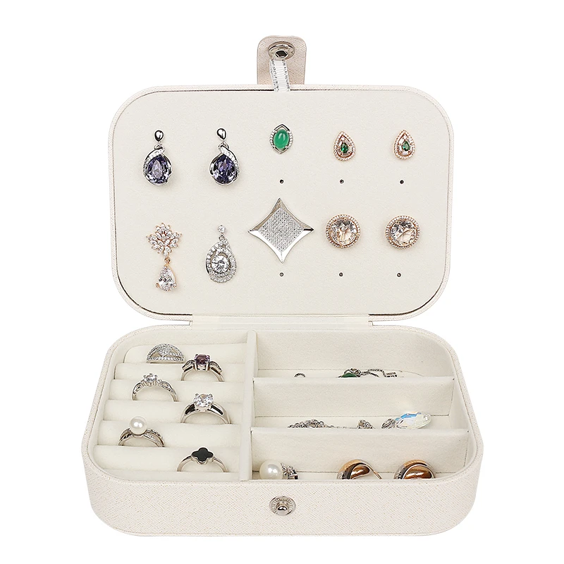 

2020 New Concealed Small Bag Orange Beige Multifunctional Jewelry Ring Necklace Earring Storage Box Built-in Card Slot Removable