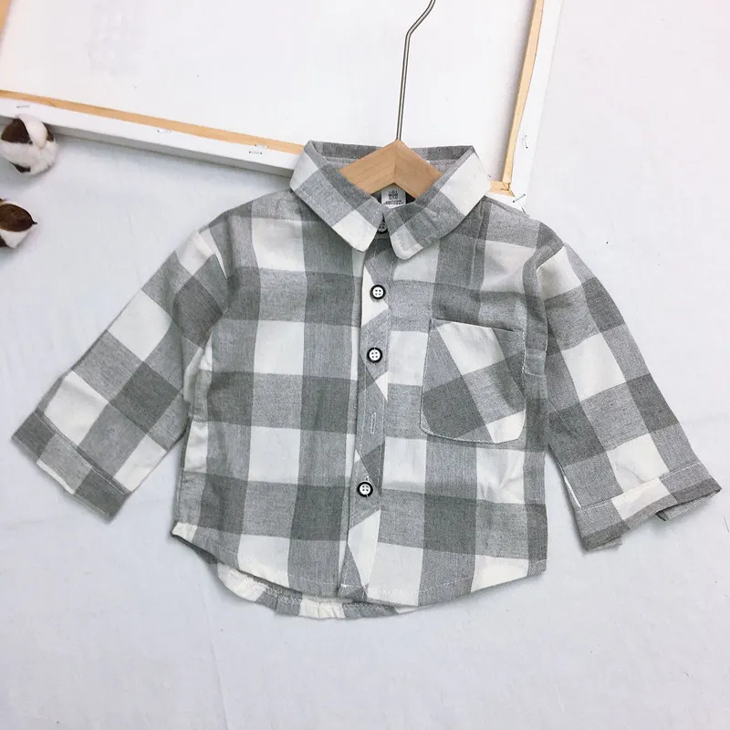 Г. Весенние Новые Стильные топы, Детская клетчатая рубашка с длинными рукавами универсальная рубашка в западном стиле в Корейском стиле для мальчиков и девочек