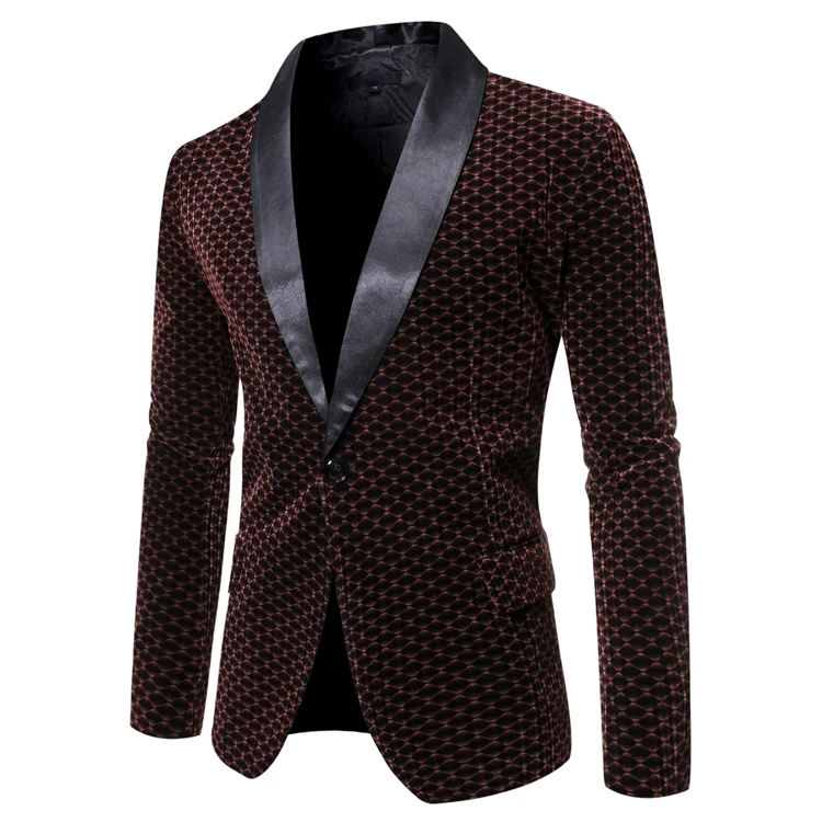 Черный мужской блейзер с v-образным вырезом, новая мода, британский стиль, однотонный костюм, куртка, пальто, высокое качество, приталенный пиджак на одной пуговице, Masculino - Цвет: 9771-Red