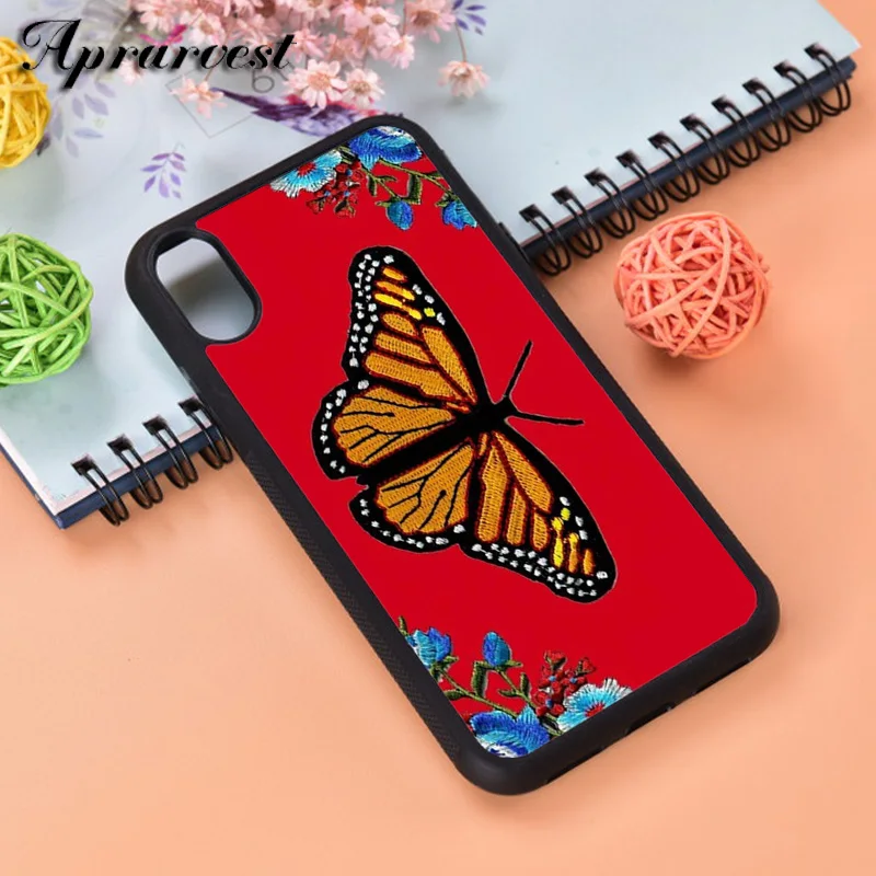

Aprarvest Red Butterfly Silicone Rubber Phone Case Cover For iPhone 5 5S SE 6 6S 7 8 PLUS X XS XR MAX 11 PRO