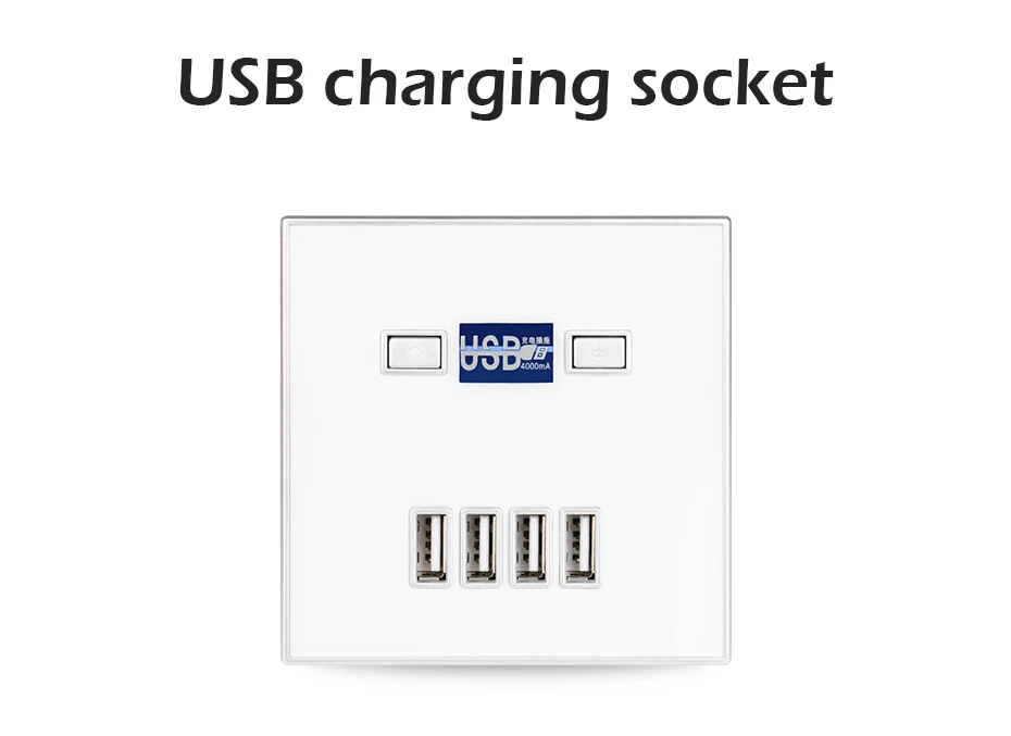 Minitiger Best 4-PORT USB Port 4A Wall Charger Adapter EU Plug Socket Power Outlet Panel Electric Wall Charger Adapter Charging