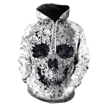 

New Blue Flame Skull Hoodies 3D Sweatshirts Men Women Hooded Loose Tracksuits Autumn Winter Coat Streetwear Funny Jackets Hoodie