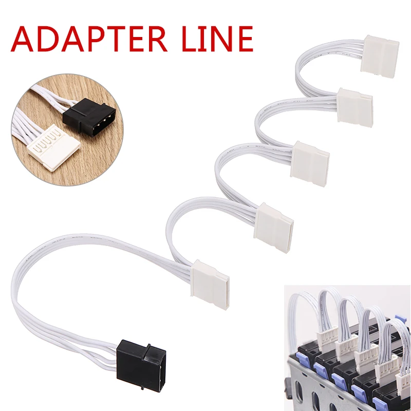 

4PIN IDE 1 to 5 SATA Hard Disk Splitter Cable Line 18AWG White Power Cables For PC Server HDD SSD