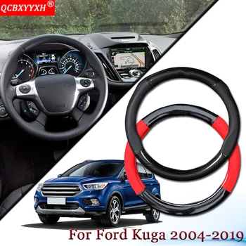 

Car Styling Carbon Fiber Leather Car Steering Wheel Cover Car Steering-wheel Hubs Auto Accessories Fit For Ford Kuga 2004-2019