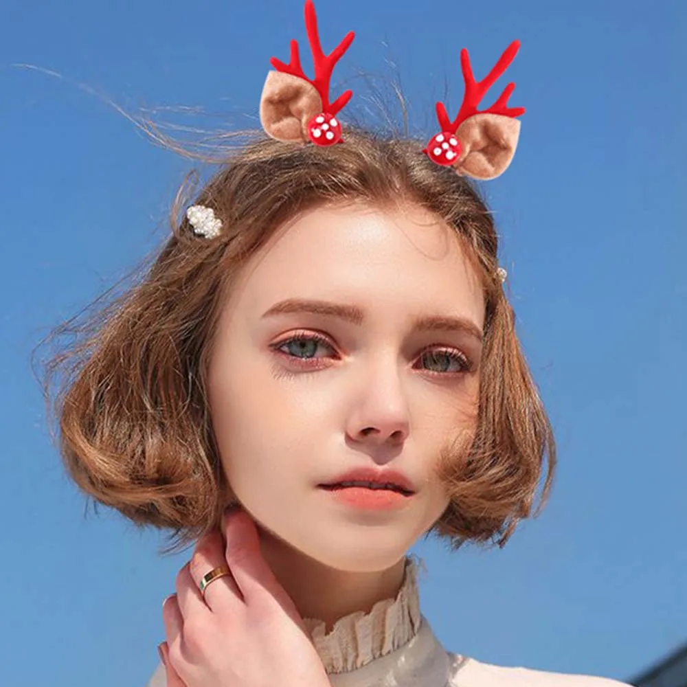 

New Christmas Antlers Hairball Hairpins Headband For Girls Gifts Cute Hair Ornament Hair Clip Kids Fashion Hair Accessories