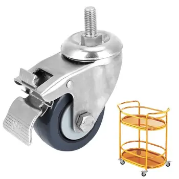 

Swivels Caster 3in Brake Universal Wheel Polypropylene Caster Stainless Steel Bracket M12 Thread Loading 60kg/132.3lb