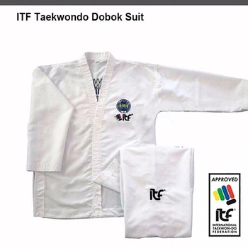 2020 Hot Sale ITF approved Taekwondo Student Uniform Doboks With Design Embroidery Kimono Pattern Cotton