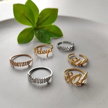 

Personalized Gift Customized Ring Engraved Name Stainless Steel Adjustable Rings For Women Anniversary Jewelry Dropshipping