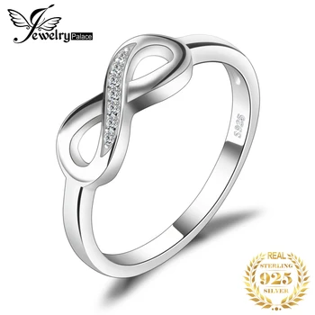 

JewelryPalace Infinity Anniversary Cubic Zirconia Rings 925 Sterling Silver Rings for Women Silver 925 Jewelry Fine Jewelry