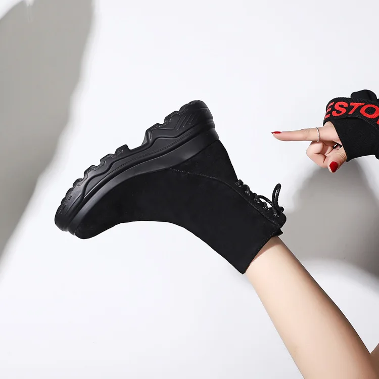 Najtaniej LMCAVASUN damskie buty do kostek jesień zima grube podeszwy ciepłe pluszowe buty na zimę botki dla kobiet oryginalne skórzane buty kobieta