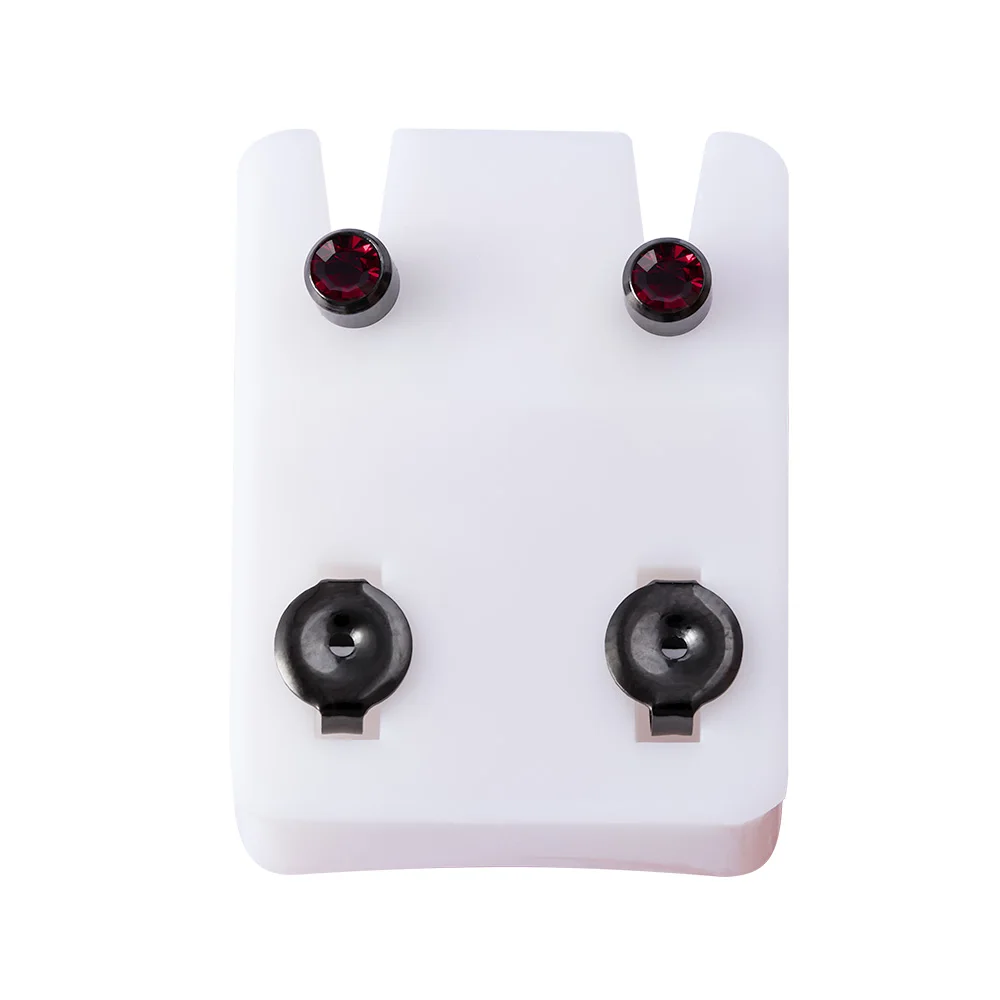 Black Rainbow Steel Birthstone CZ Ear Studs - Tragus Cartilage Piercing Jewelry (Set of 2)