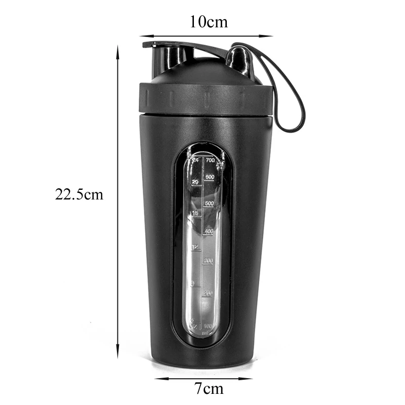 700ml Протеин шейкер Нержавеющая сталь бутылка для воды на открытом воздухе спортивные Фитнес тренировочный напиток порошок миксер молочный напиток бутылки для воды