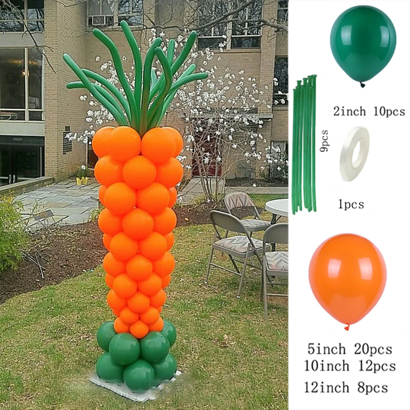 60 Pcs Easter Carrot Balloon Set Easter Theme Decoration Party Ballon