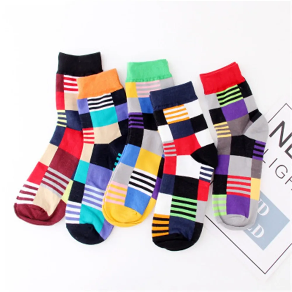 Корейские женские клетчатые носки в стиле Харадзюку, цветные клетчатые носки с геометрическим рисунком, мужские хлопковые носки в стиле хип-хоп, уличная одежда унисекс, новые носки