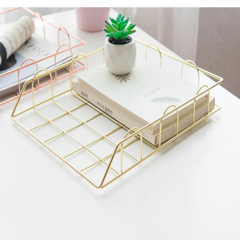 Kopen Mode Creatieve Ins Goud Metalen Bestand Lade Tijdschrift Organisator Bureau Set Door Handgemaakte Overlayable File Organizer Gelaagdheid