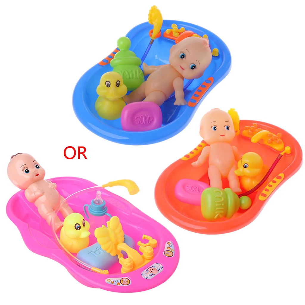Пластиковая Ванна с детской куклой набор игрушек для ванны Классическая Детская игрушка для детей плавающая вода игрушки Ранние развивающие новорожденный подарок