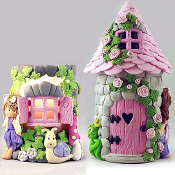 

1pc Vintage Fairy Garden House Wall Silicone Chocolate Fondant Molds Craft Polymer Clay Cake Decorating Tools