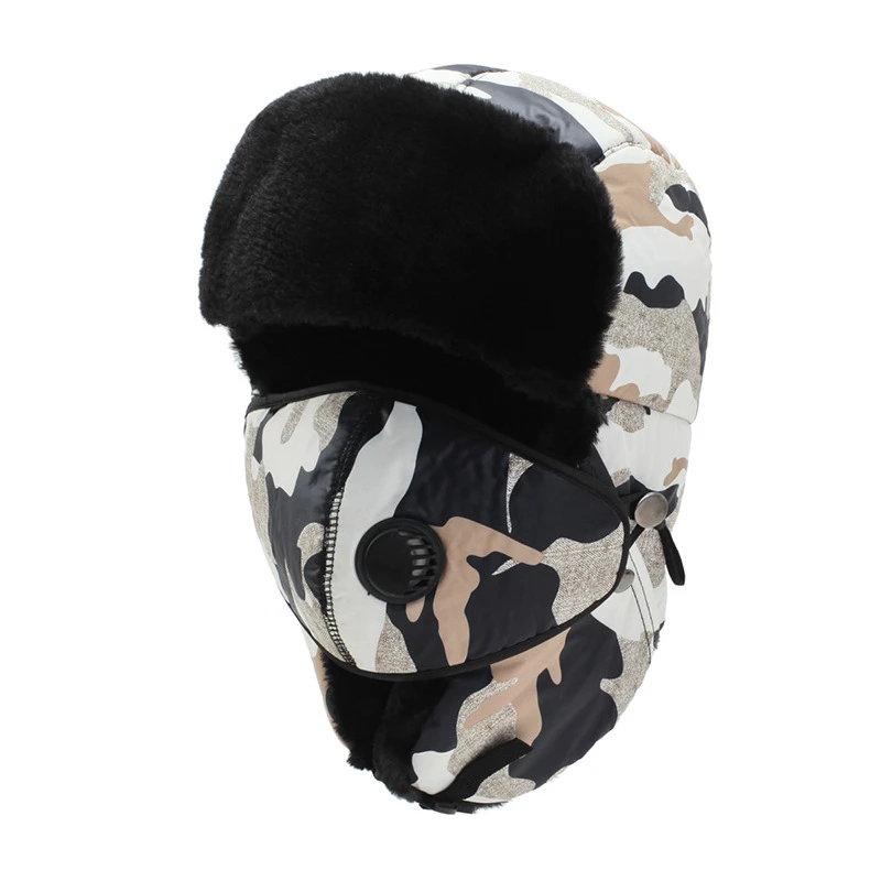 XPeople зимняя ветрозащитная Лыжная шапка с ушками и маской теплые охотничьи головные уборы для мужчин и женщин - Цвет: Khaki