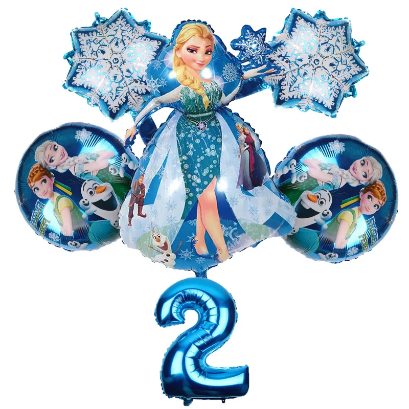 Two years old 6 шт./компл. Эльзы и принцессы Анны из мультфильма «Холодное сердце» гелия Фольга воздушные шары на день рождения праздничные украшения: воздушные шары 32 дюймов синий номер шт/уп, Комплект Высокое качество - Цвет: Two years old