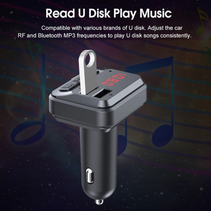 Двойной USB Bluetooth автомобильный телефон зарядное устройство MP3 музыкальный плеер приемник комплект со светодиодный дисплей AS99