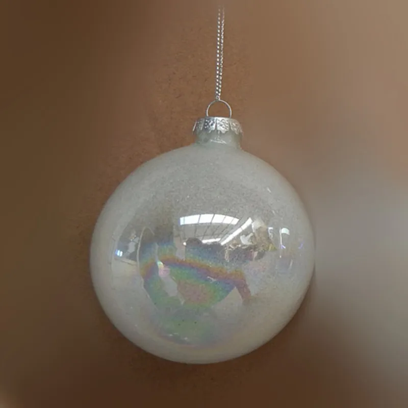 

Small Packing Pearl White Series Glass Globe Christmas Tree Different Size Pendant 6cm 7cm 8cm 10cm 12cm Handmade