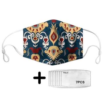 

Design Mask Ikat Tribal Print Adult Mouth Mask With 7pcs PM2.5 Activated Carbon Filter Paper 2020 New Mascarilla Tapa Bocas