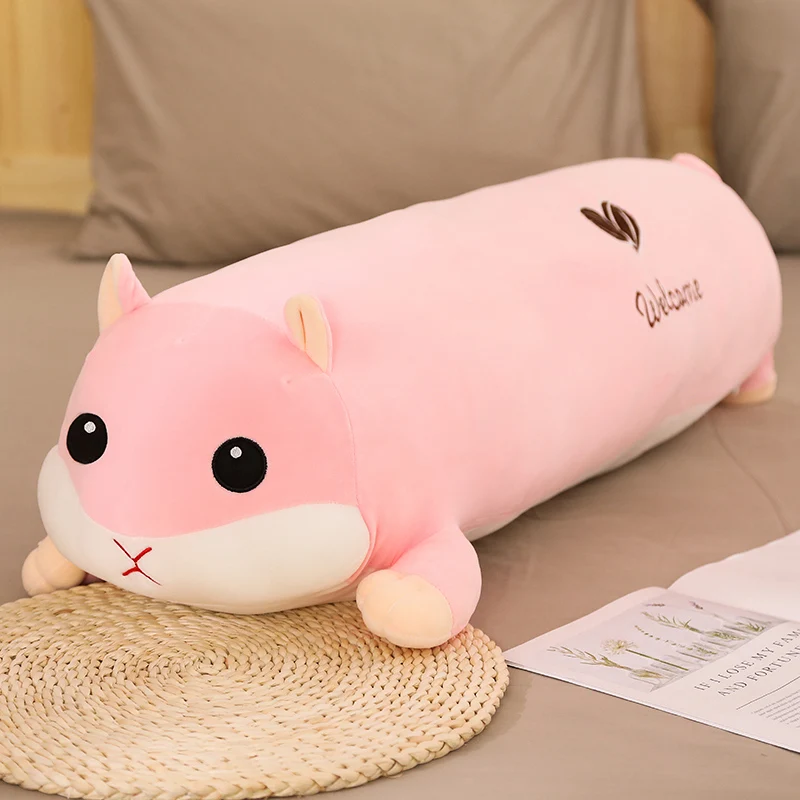 Мягкие, новинка, размер 80 см/100/120 см мультфильм Хомяк Плюшевые игрушки куклы надувная кровать длинная подушка милый питомец мышь из зодиака Детские подарки на день рождения - Цвет: Pink