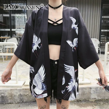 

LMCAVASUN coat Yukata female Kimono cardigan shirt harajuku kawaii style Kimonos woman 2019 blouse Japanese streetwear